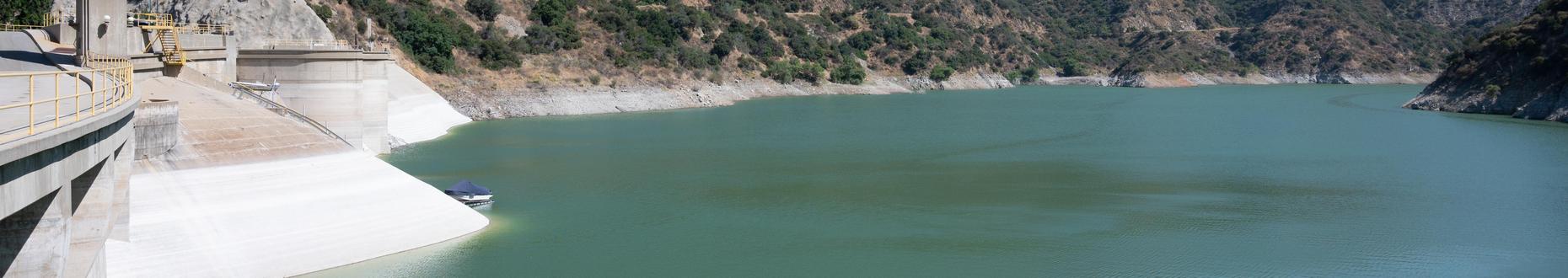 Water Resources hero image depicting a Los Angeles County reservoir