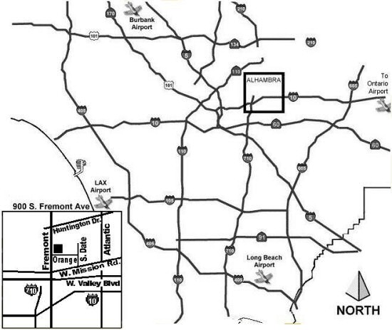 Map to Alhambra from surrounding airports