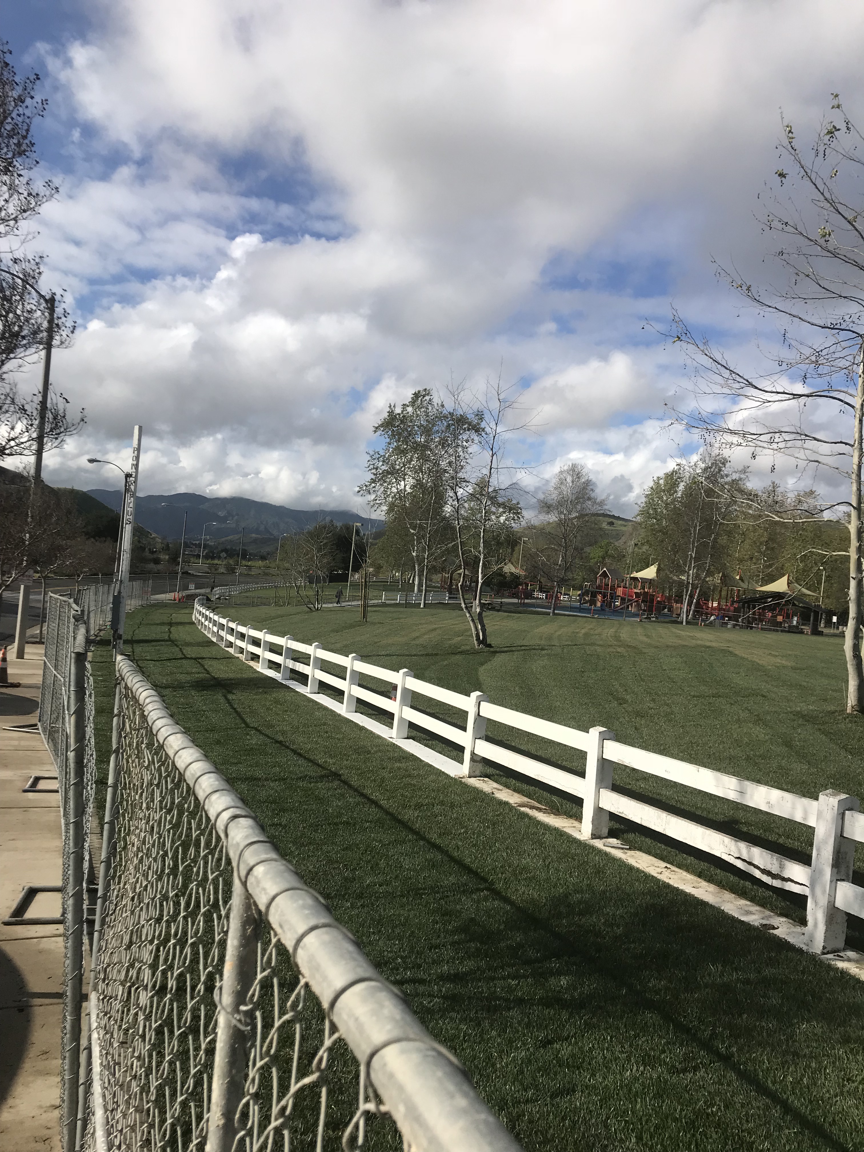 fence with playground in the background